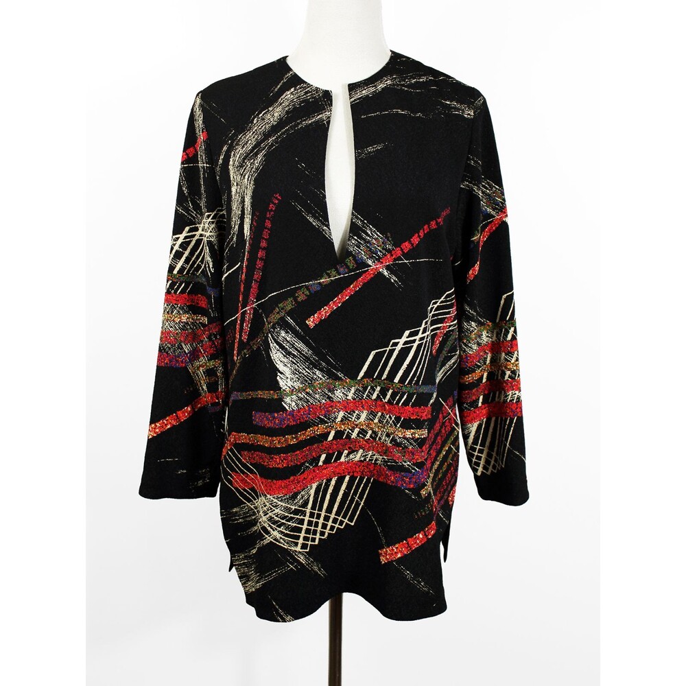 Vintage Japanese Yumemidou Large Tango Chirimen Crepe Textured Tunic Blouse Art